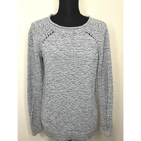 Talbots Women's Sweater Gray with Shades of Blue /Pink Roll Neck  Size Medium - Picture 10 of 16